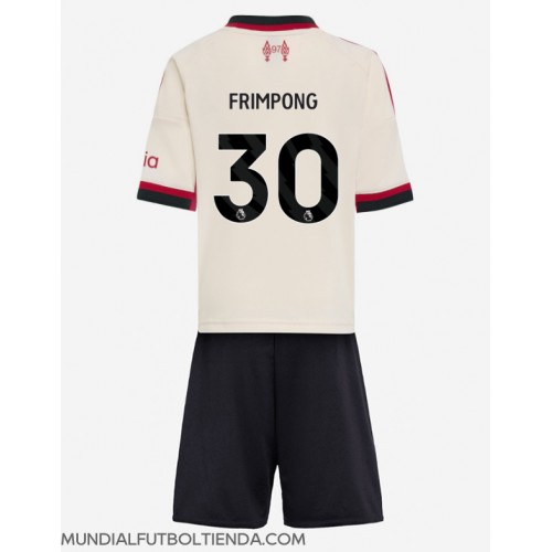 Camiseta Liverpool Jeremie Frimpong #30 Segunda Equipación Replica 2025-26 para niños mangas cortas (+ Pantalones cortos)
